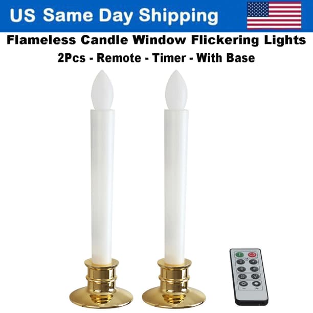 2pcs Window Candles Flickering Flameless LED Electric Lights With Candle Holder 2pcs Window Candles Flickering Flameless LED Electric Lights With Candle Holder